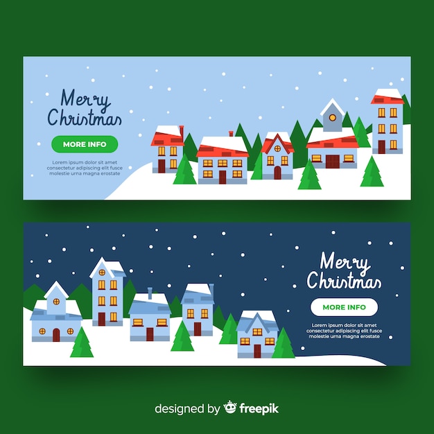 Flat design christmas banners template