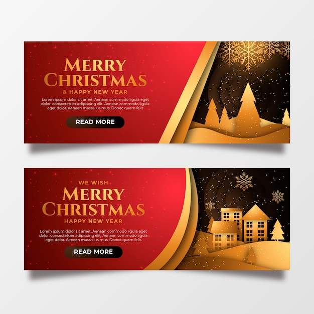 Flat design christmas banners template