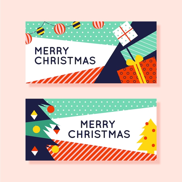 Flat design christmas banners template