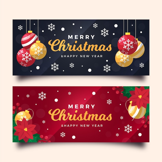 Free vector flat design christmas banners template