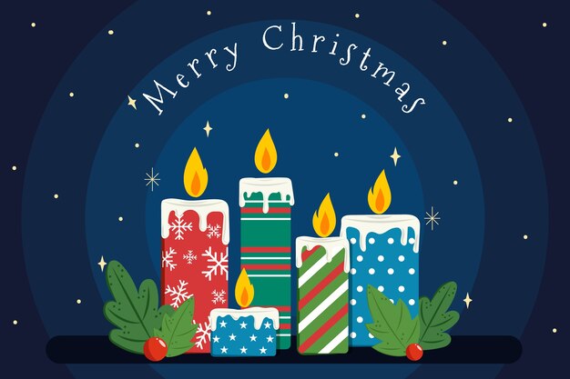 Free vector flat design christmas candle background