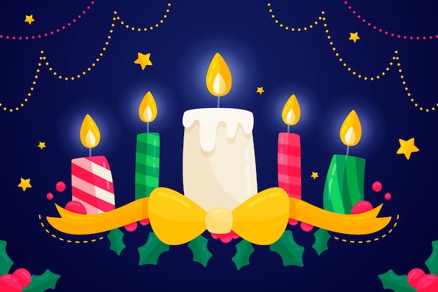 Flat design christmas candle background