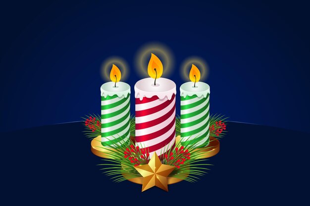 Flat design christmas candle background