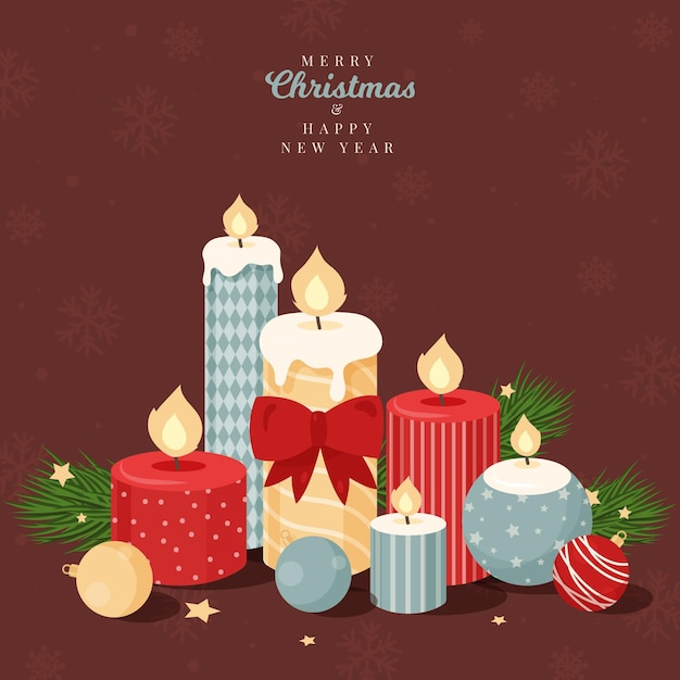 Бесплатное векторное изображение Рождественская свеча в плоском дизайне