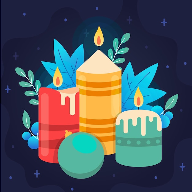 Flat design christmas candle background