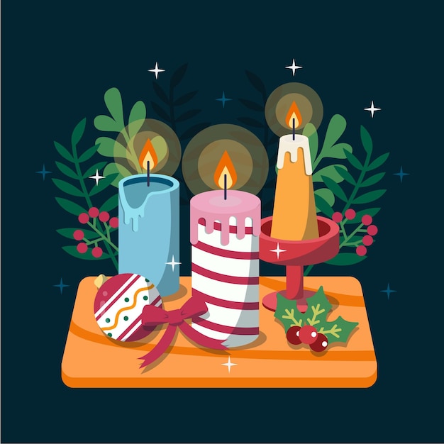 Free vector flat design christmas candle background