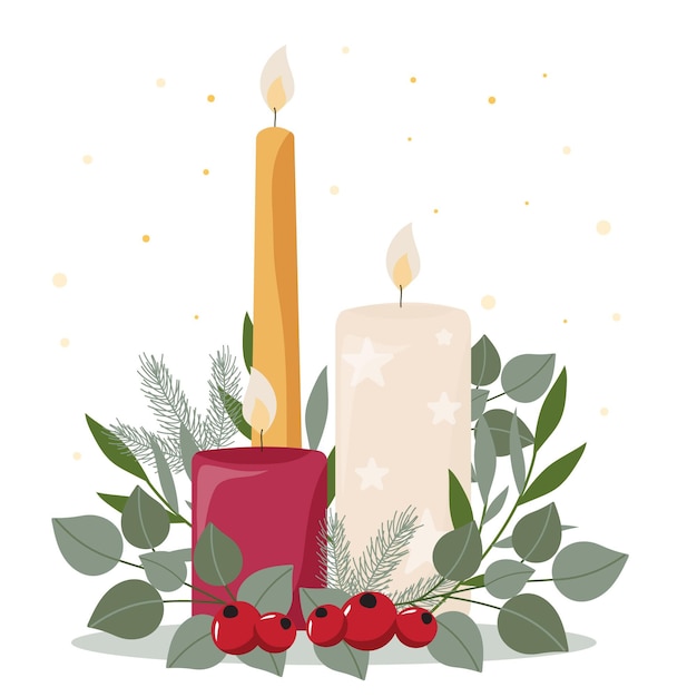 Flat design christmas candle background