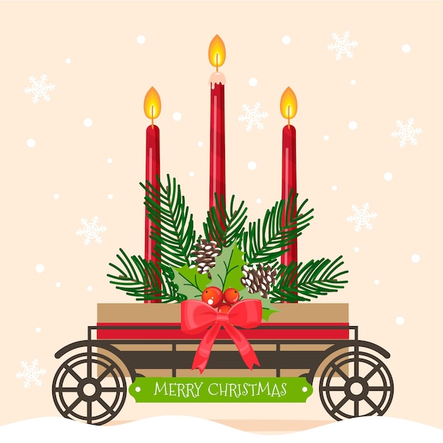 Free vector flat design christmas candle background