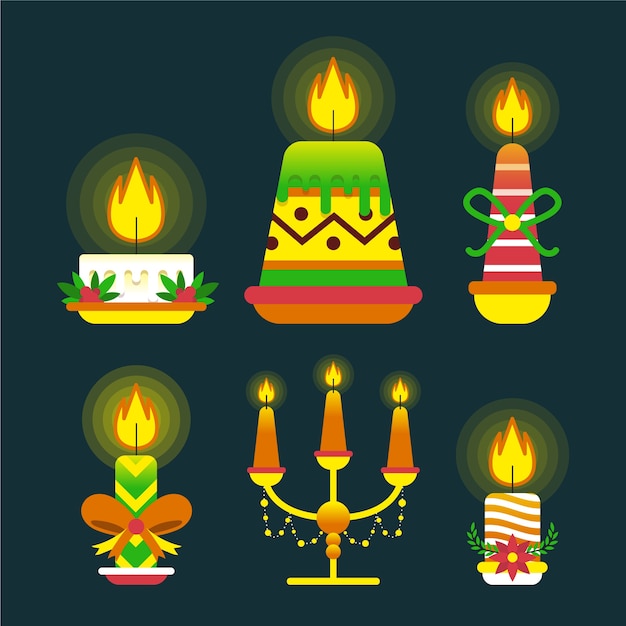 Free vector flat design christmas candle collection