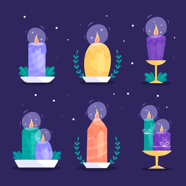 Free vector flat design christmas candle collection