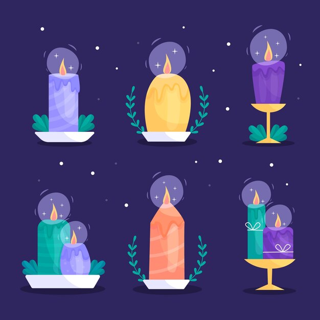 Flat design christmas candle collection