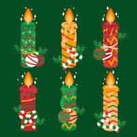 Free vector flat design christmas candle collection