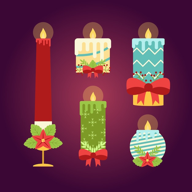 Free vector flat design christmas candle collection