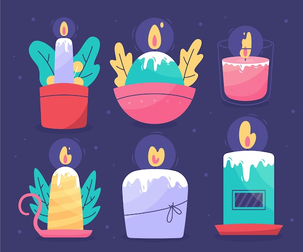 Flat design christmas candle collection