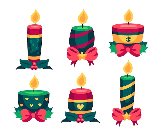 Free vector flat design christmas candle set