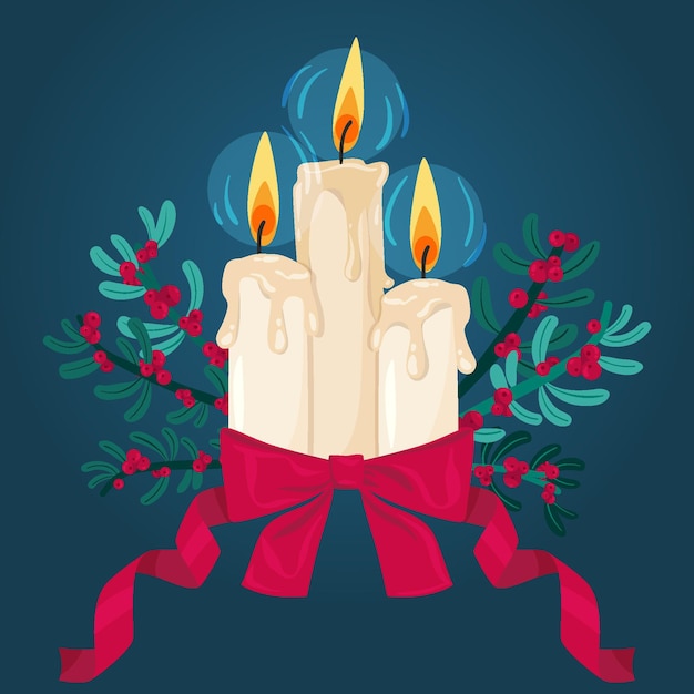 Flat design christmas candles