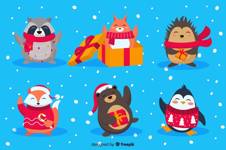 Free Vector flat design christmas characters collection