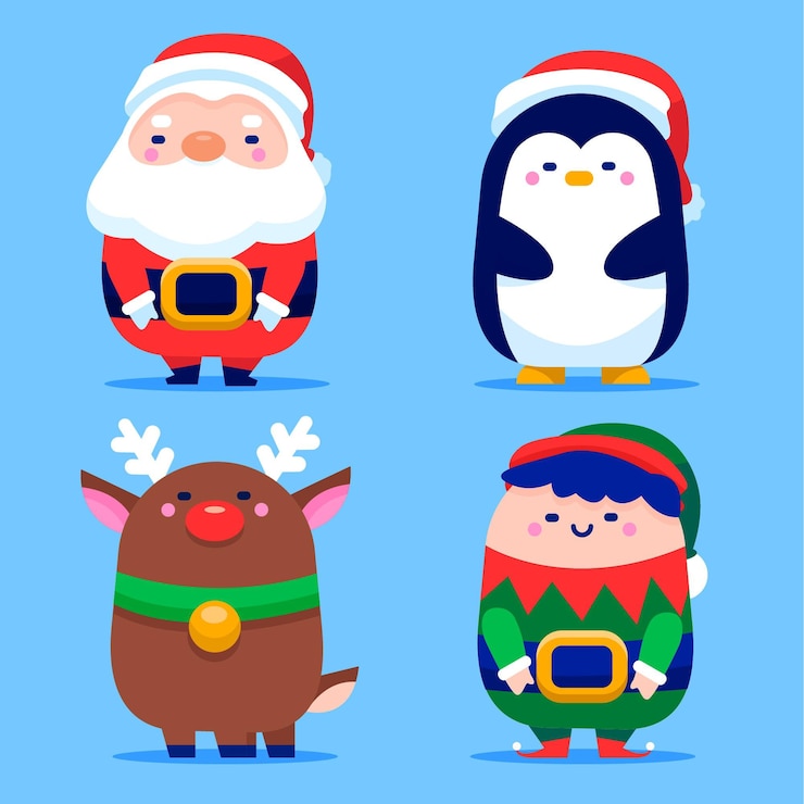 Free Vector flat design christmas characters collection