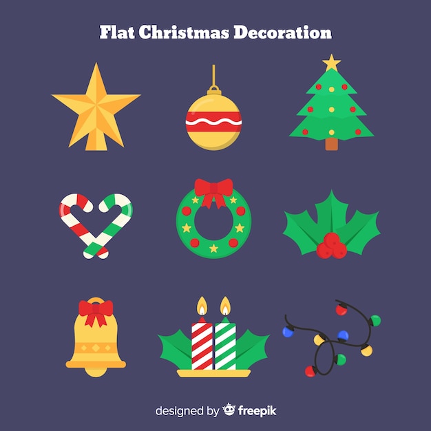 Flat design christmas decoration collection