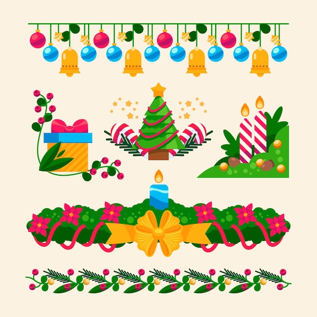 Flat design christmas decoration collection