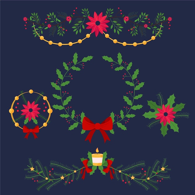 Free vector flat design christmas decoration collection