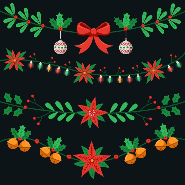 Free vector flat design christmas decoration collection