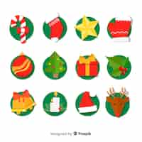 Free vector flat design of christmas element collection