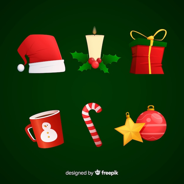 Free vector flat design of christmas element collection