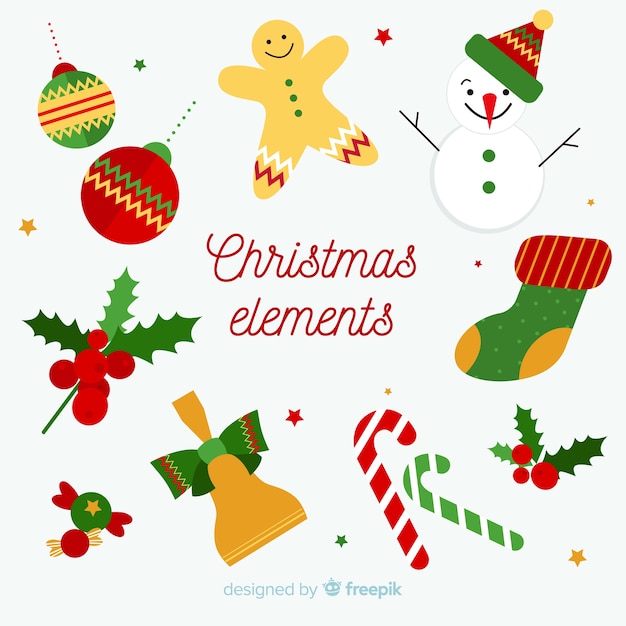 Flat design of christmas element collection