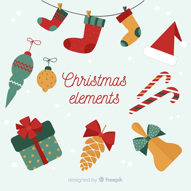 Free vector flat design of christmas element collection