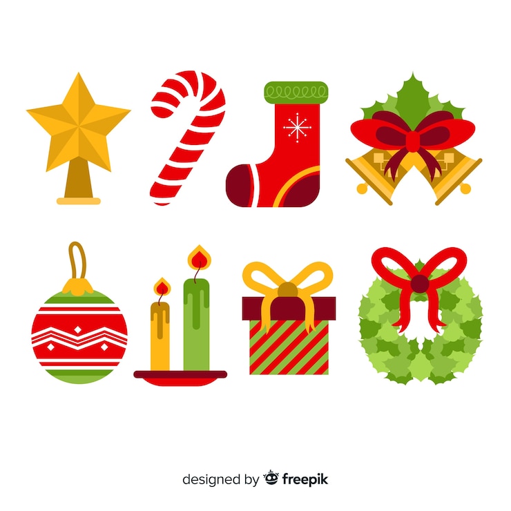 Free Vector flat design of christmas element collection
