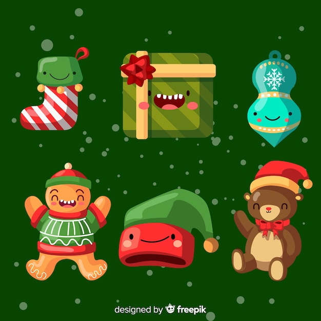 Flat design of christmas element collection