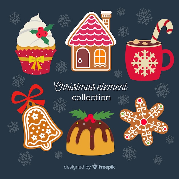 Flat design of christmas element collection