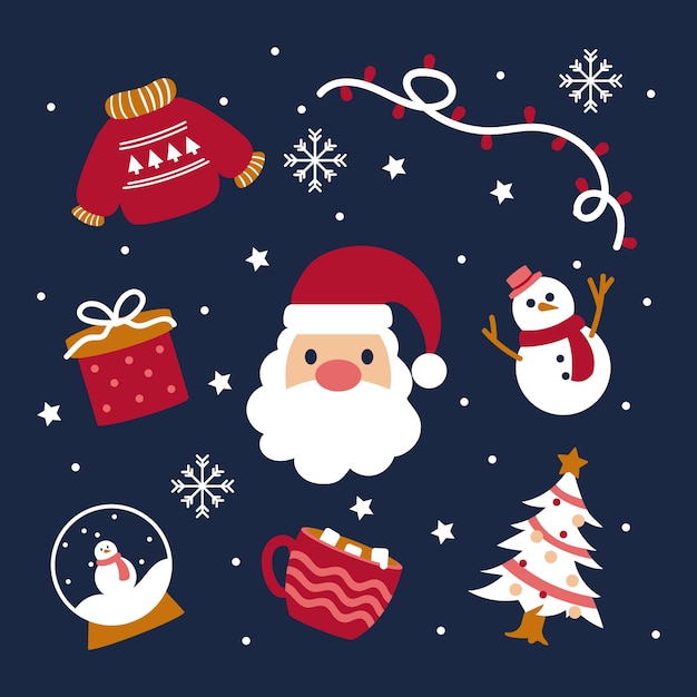 Free vector flat design christmas element collection