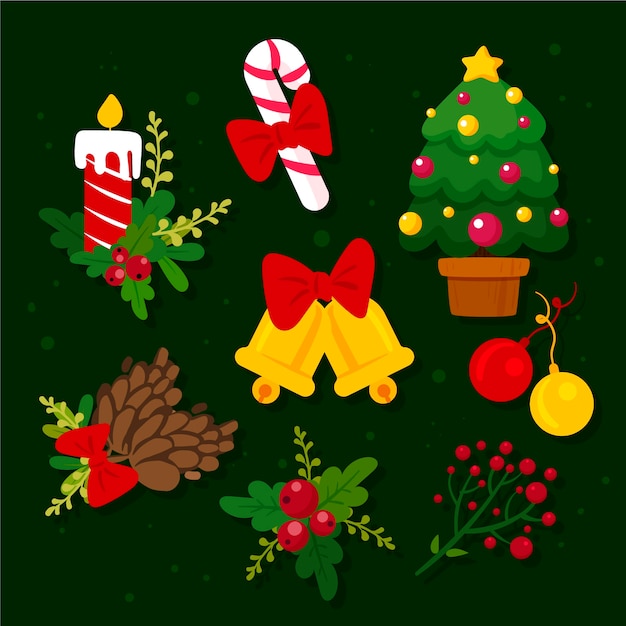 Free vector flat design christmas element collection