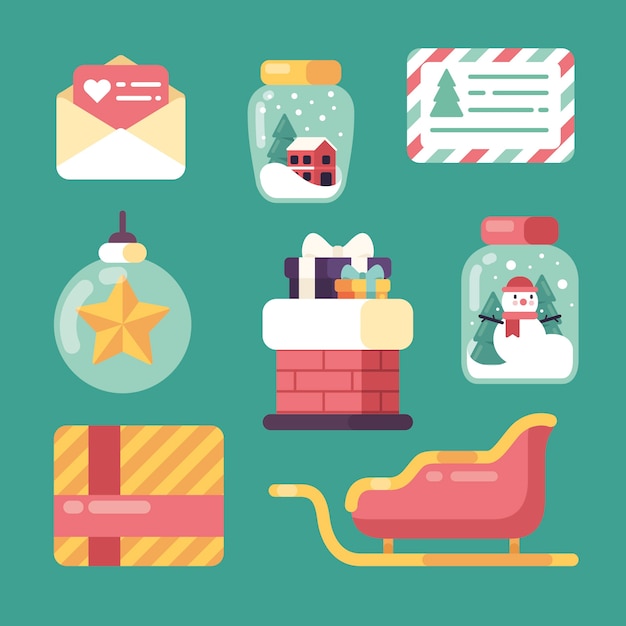 Free vector flat design christmas element collection