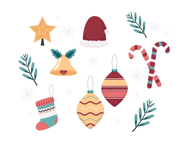 Free vector flat design christmas element collection