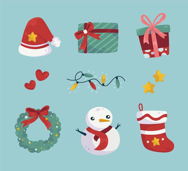 Free vector flat design christmas element collection