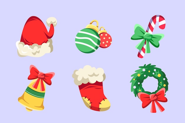 Flat design christmas element collection