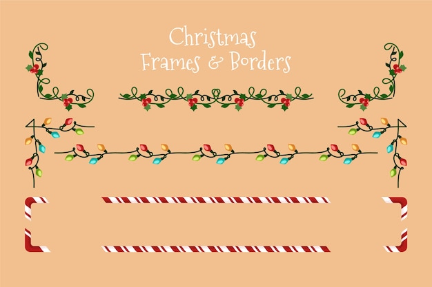 Free vector flat design christmas frames and borders