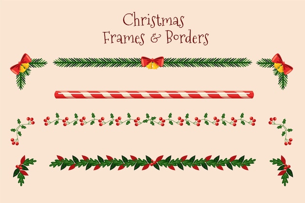 Free vector flat design christmas frames and borders