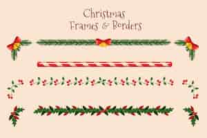 Free vector flat design christmas frames and borders