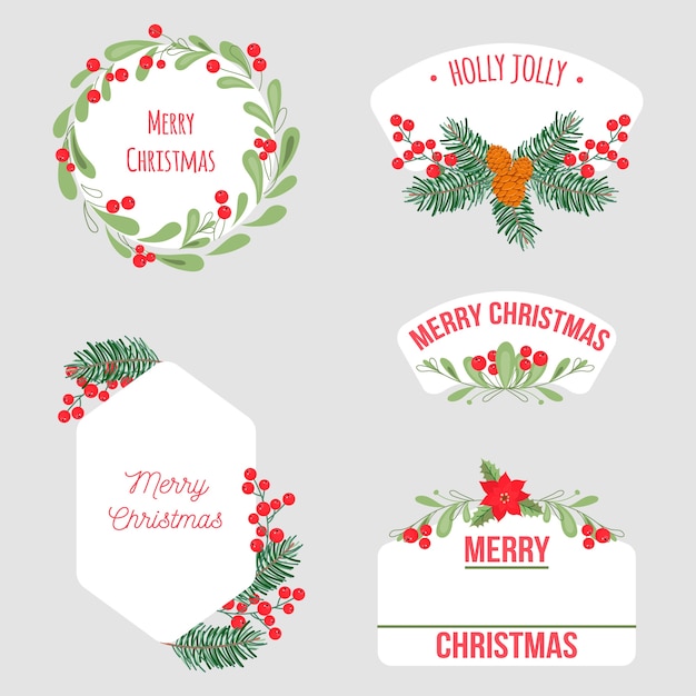 Free vector flat design christmas frames and borders