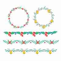 Free vector flat design christmas frames and borders