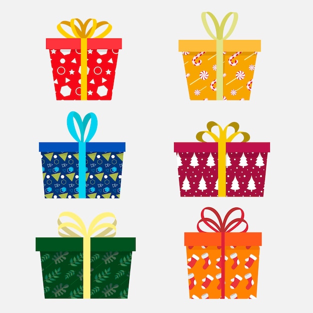 Free vector flat design christmas gift collection