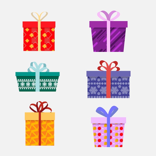 Flat design christmas gift collection