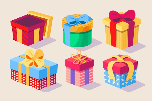 Flat design christmas gift collection