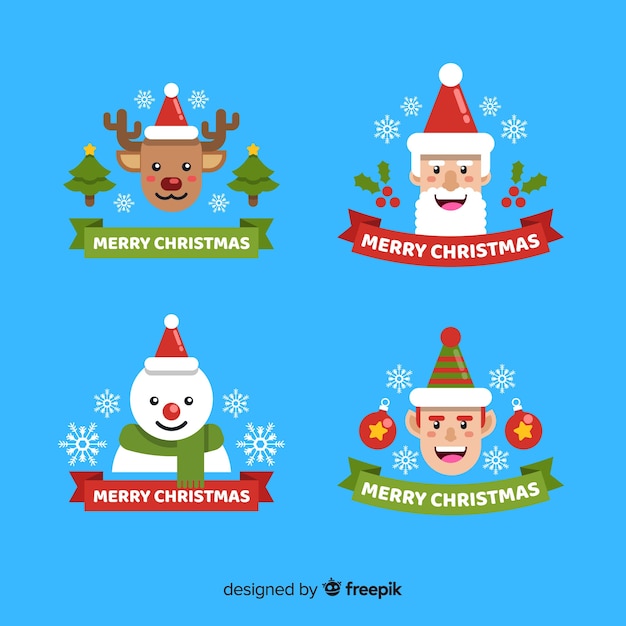 Free vector flat design of christmas label collection