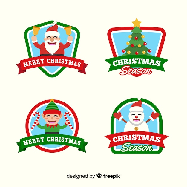 Free vector flat design of christmas label collection