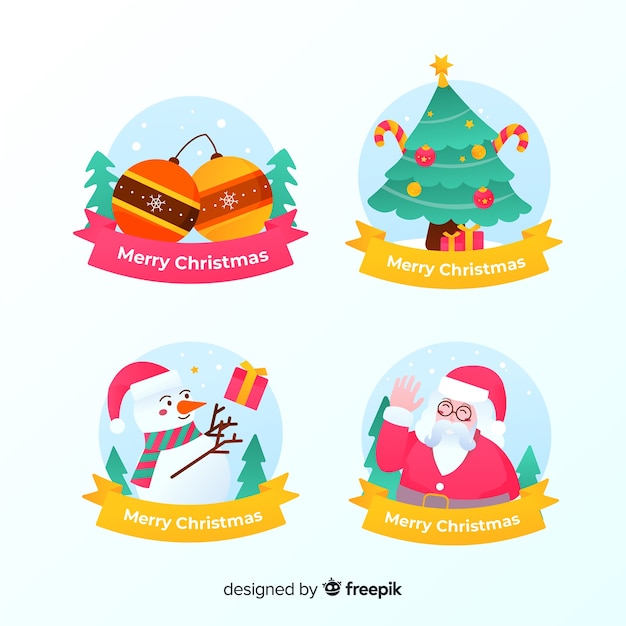 Flat design of christmas label collection